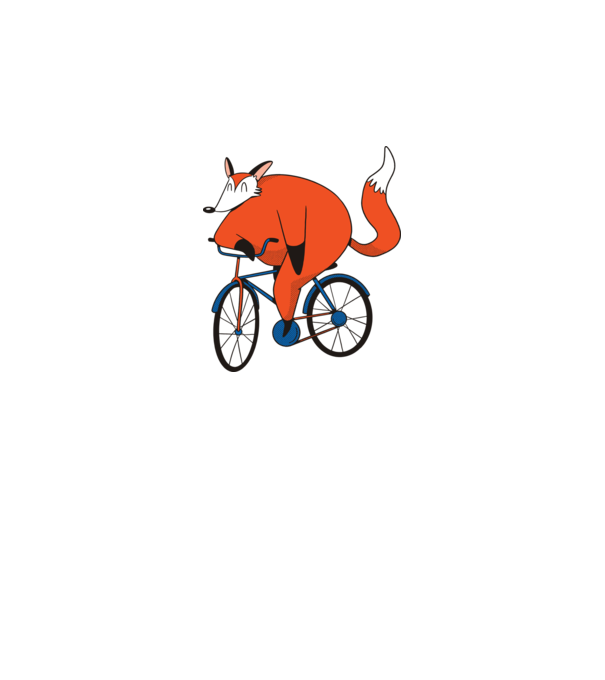 Vulpe cu bicicletă model gri pe tricou