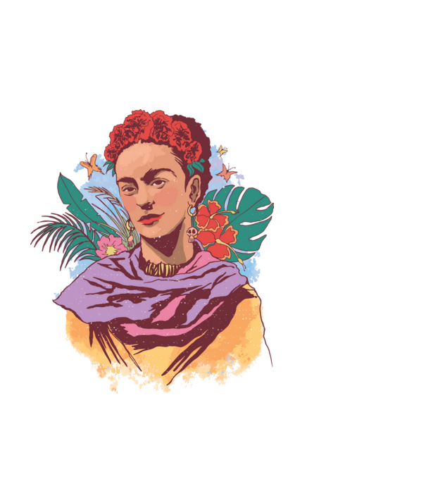 Portret Frida Kahlo model negru pe tricou