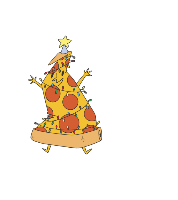 Pizza pom de Crăciun model albastru închis pe tricou