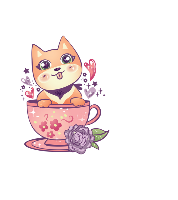 Câine drăguț Anime model albastru deschis pe tricou