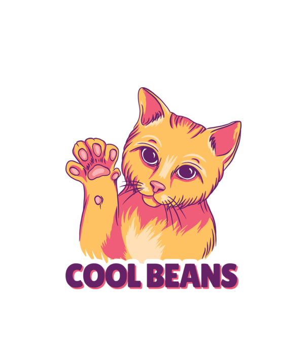 Cool Beans - talpă pisică model alb pe tricou