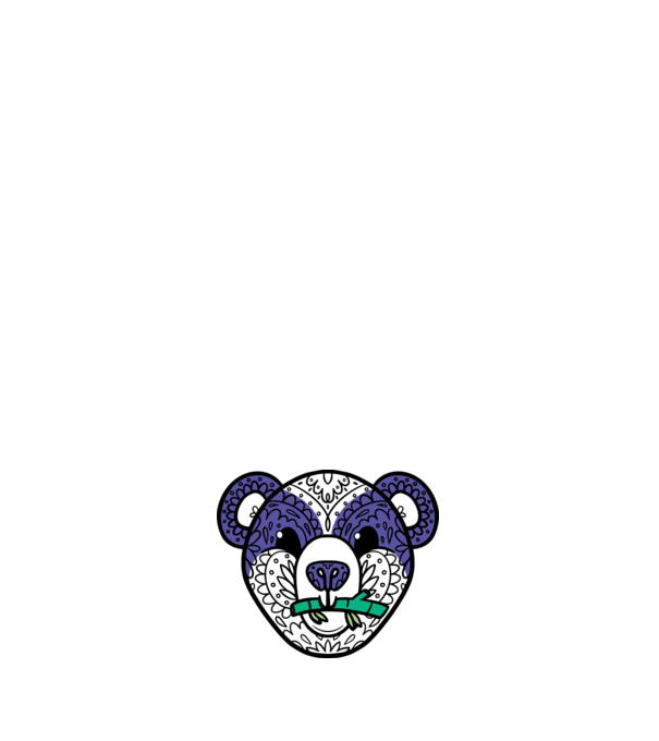 Mandala Panda model negru pe tricou