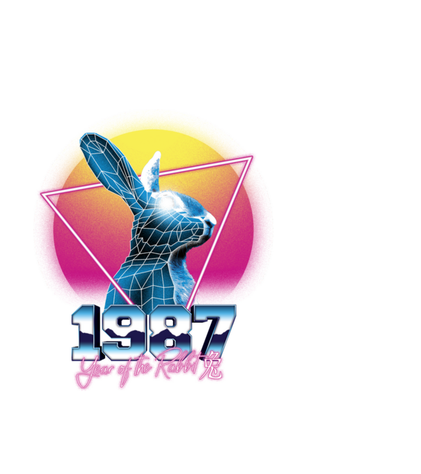 1987 Year of the Rabbit model negru pe tricou