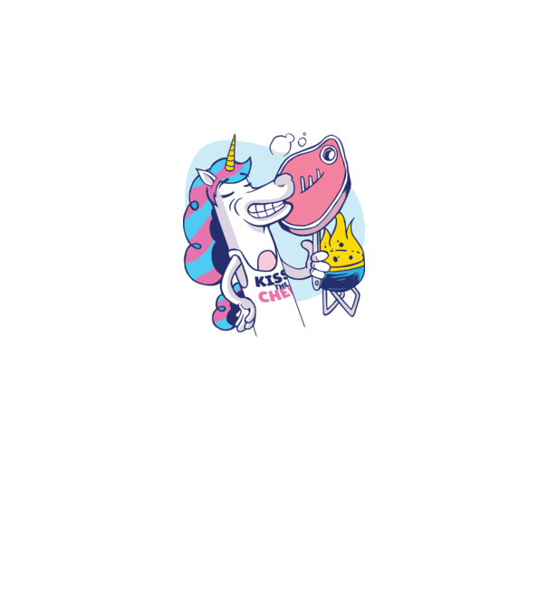 Unicorn Steak BBQ model alb pe tricou