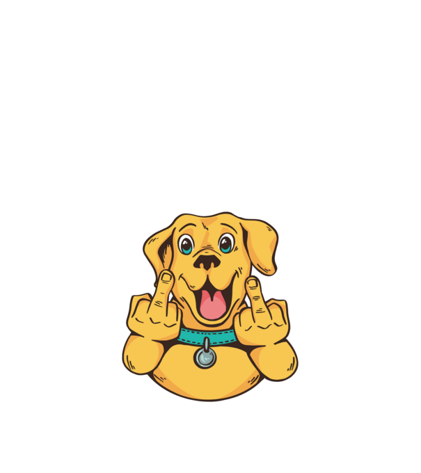 Golden Retriever arată degetul model negru pe tricou