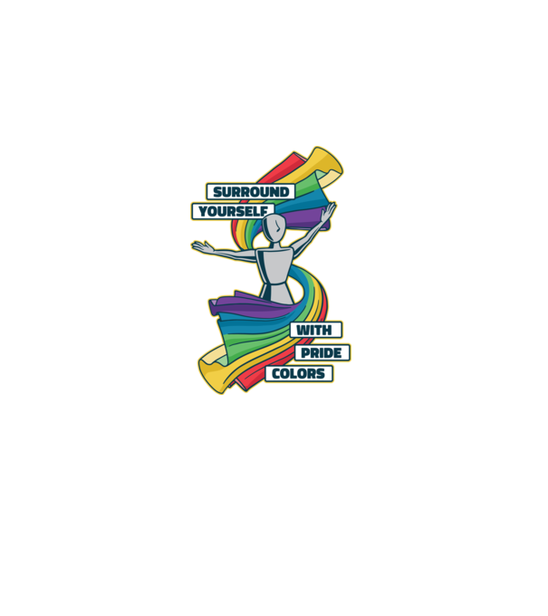 Pride cu curcubeu model albastru închis pe tricou