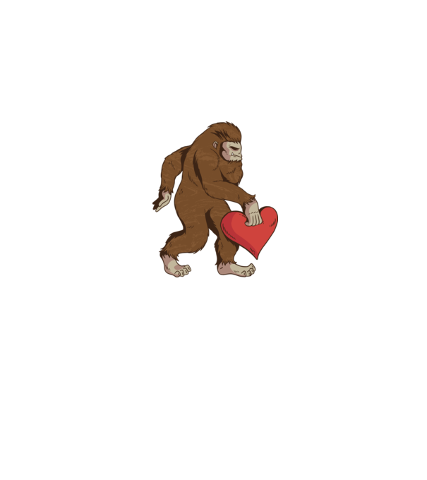 Bigfoot Yeti cu inimă model gri pe tricou