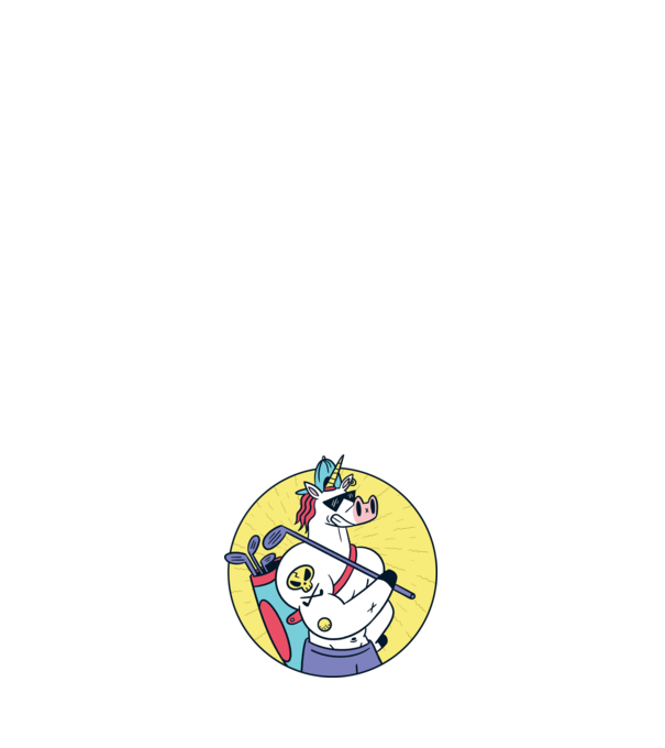 Unicorn Golf model negru pe tricou
