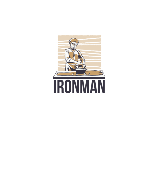 Ironman Om care calcă (montează metal) model alb pe tricou