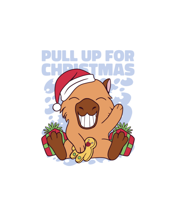 Pull up for christmas Capybara model alb pe tricou