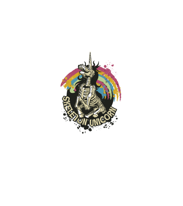 Schelet unicorn model alb pe tricou