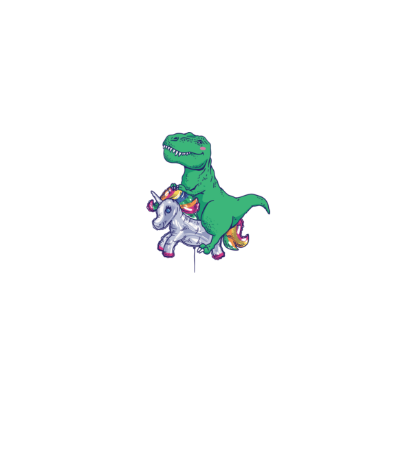T-rex pe Unicorn balon model alb pe tricou
