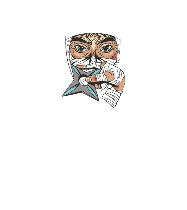 Cap de ninja model negru pe tricou
