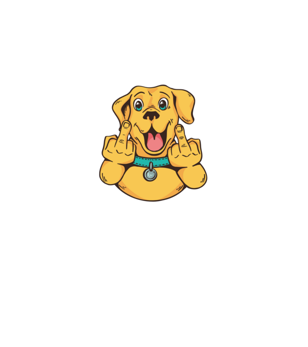 Golden Retriever arată degetul model negru pe tricou