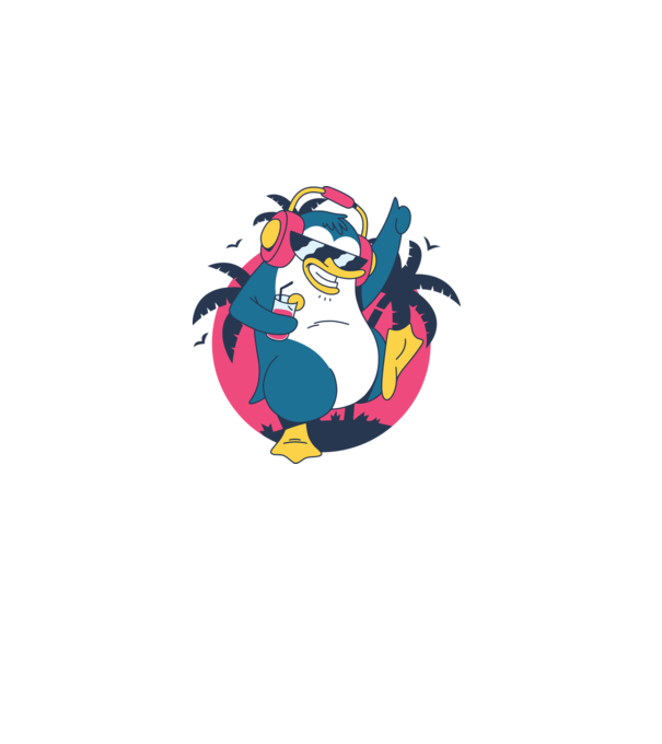 Pinguin de Petrecere model albastru deschis pe tricou