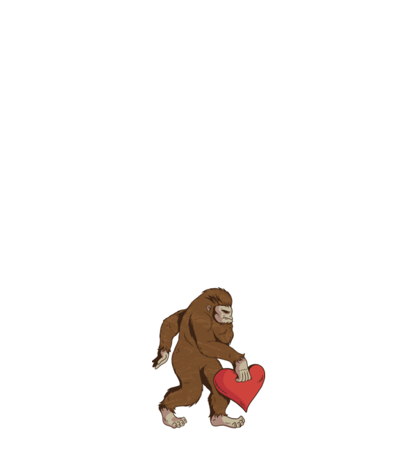 Bigfoot Yeti cu inimă model negru pe tricou