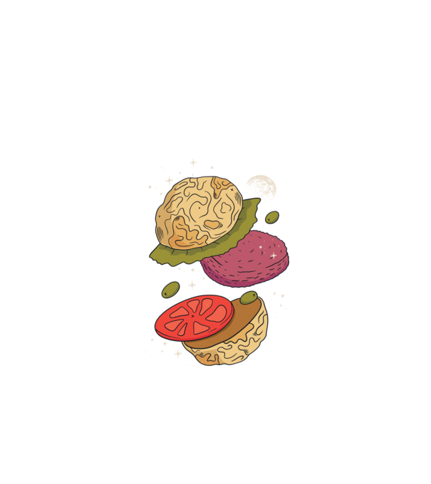 Burger lună model negru pe tricou