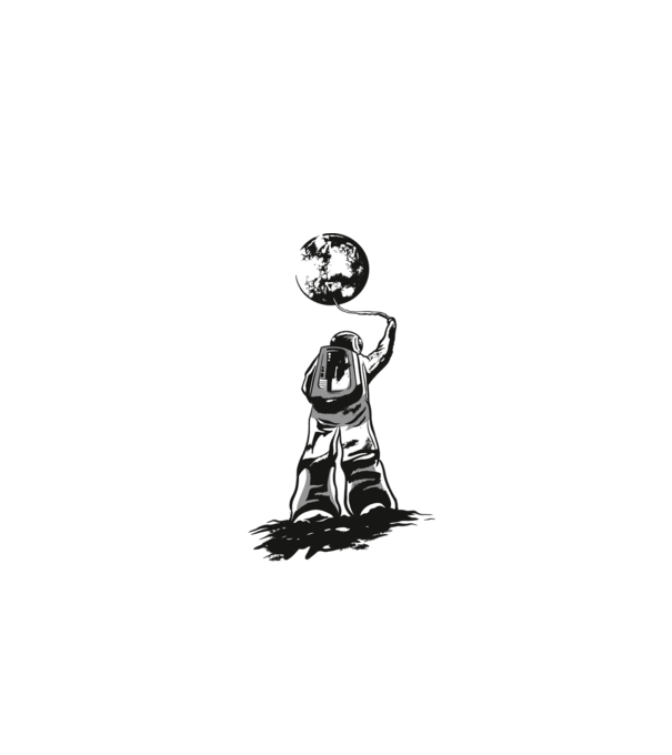 Astronaut Lună model negru pe tricou