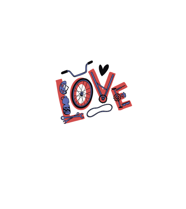 Love Bicicletă model gri pe tricou