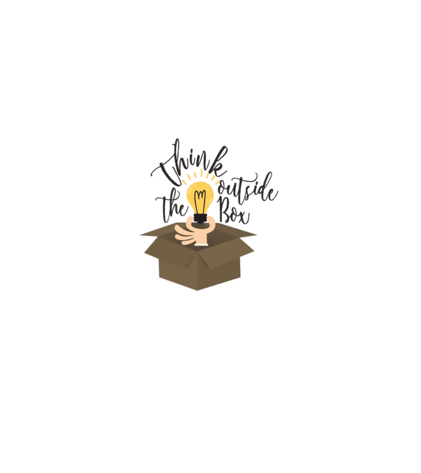 Think outside of the box model alb pe tricou