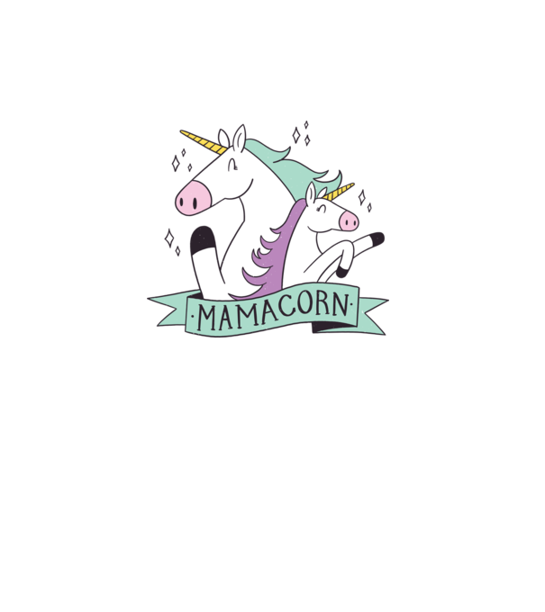 Mamacorn model alb pe tricou