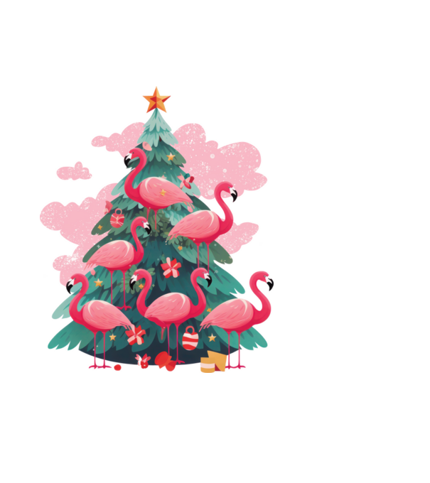 flamingo pom de Crăciun model negru pe tricou