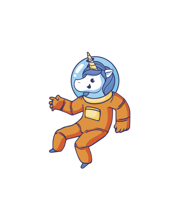 Unicorn Astronaut model alb pe tricou