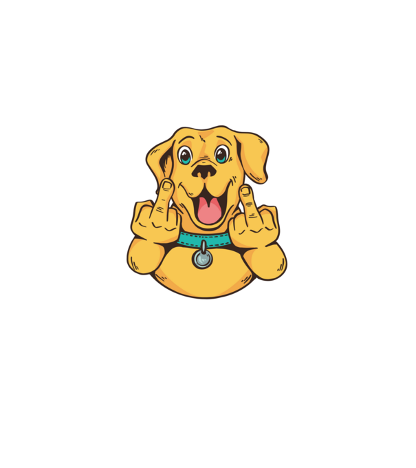 Golden Retriever arată degetul model negru pe tricou