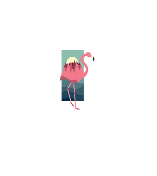 Flamingo Design model alb pe tricou