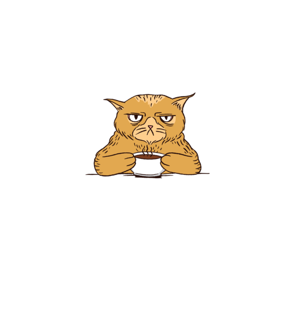 Grumpy Cat - Pisică supărată cu cafea model albastru deschis pe tricou