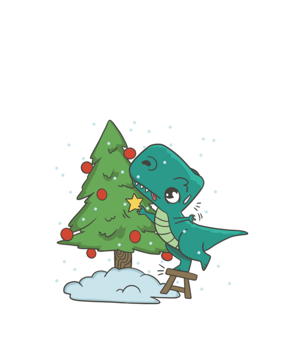 T-rex decorare pom de Crăciun model negru pe tricou