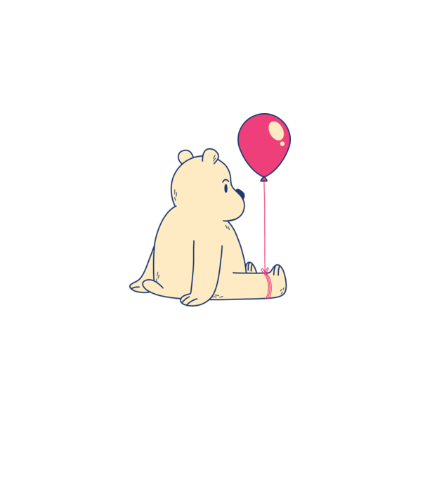 Teddy Drăguț cu Balon model alb pe tricou
