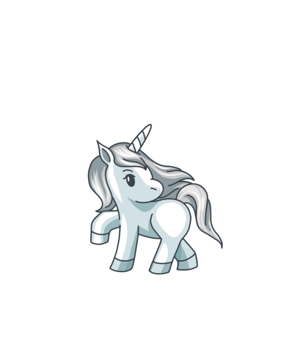 Unicorn de argint model negru pe tricou