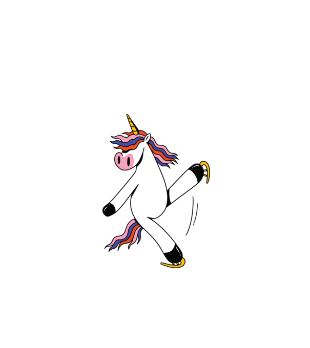 Unicorn cu Patine model alb pe tricou