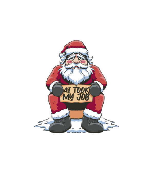 AI took my job Santa model alb pe tricou