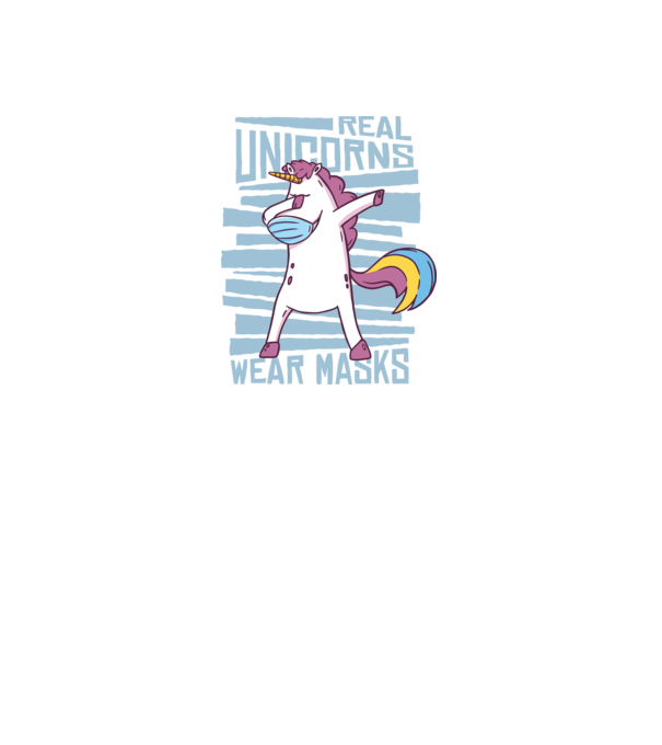 Unicorn DAB Mască model albastru închis pe tricou