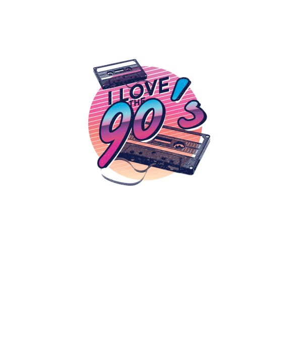 I love the 90s Casetă model turcoaz pe tricou