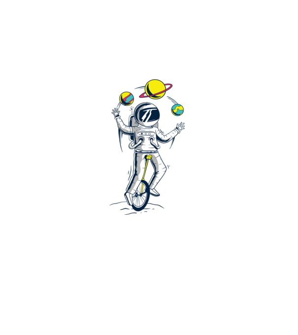 Jongler Astronaut model albastru deschis pe tricou