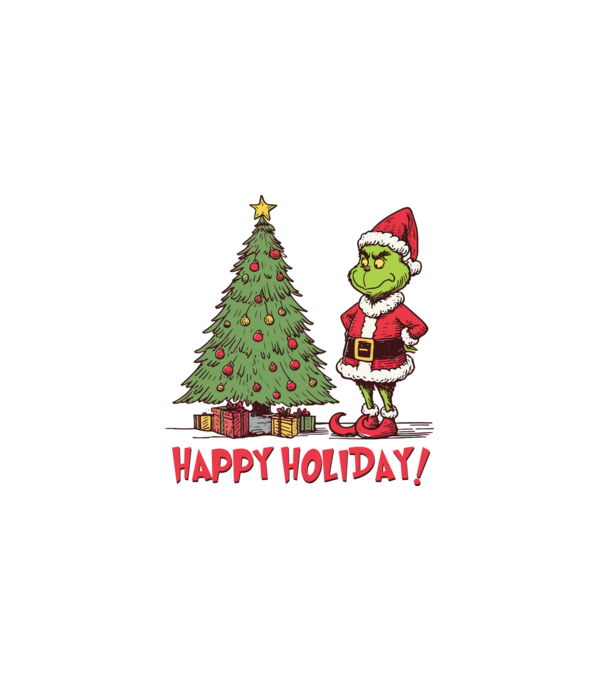 Happy Holiday Grinch model negru pe tricou