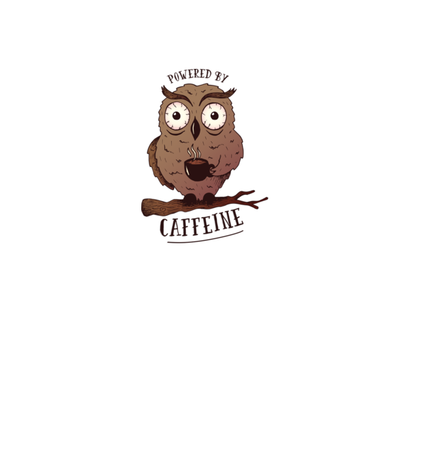 Powered by Caffeine - Tricou cu bufniță și energie de cafeină model galben pe tricou