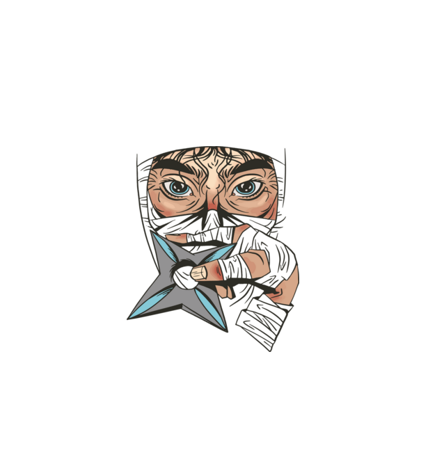 Cap de ninja model negru pe tricou