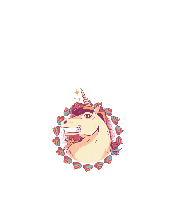 Unicorn Mullet model alb pe tricou