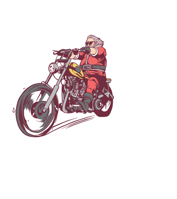 Moș Crăciun motociclist model negru pe tricou