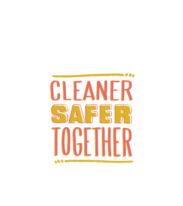 Cleaner Safer Together model alb pe tricou