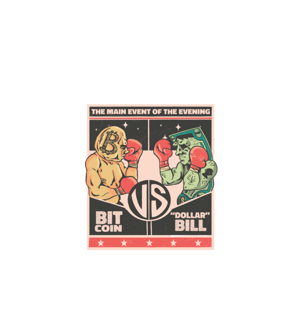 Bitcoin Vs Dolarul SUA model negru pe tricou