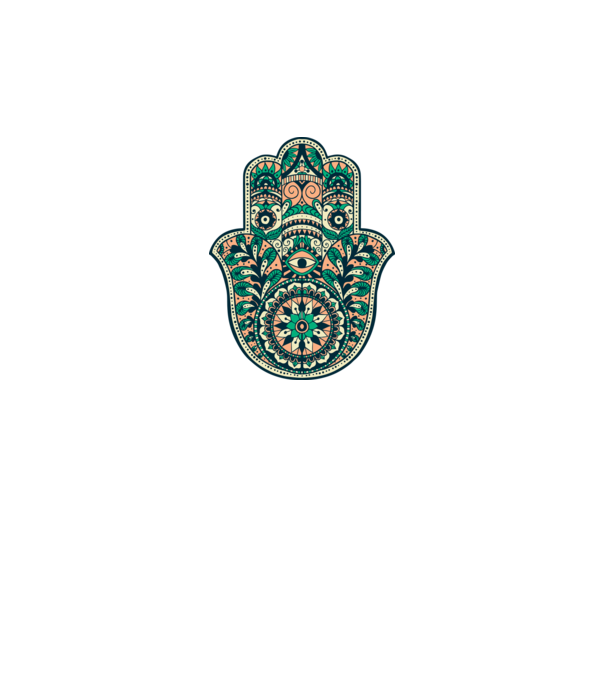 Mână Hamza - Mâna lui Dumnezeu Mandala model alb pe tricou
