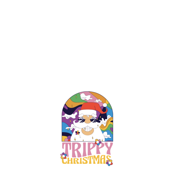 Trippy Christmas model alb pe tricou