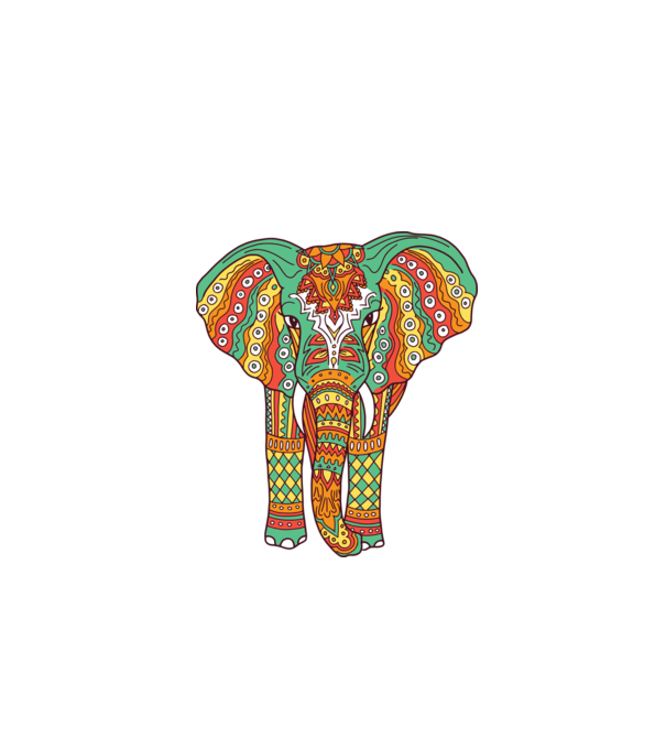 Mandala Elefant model alb pe tricou