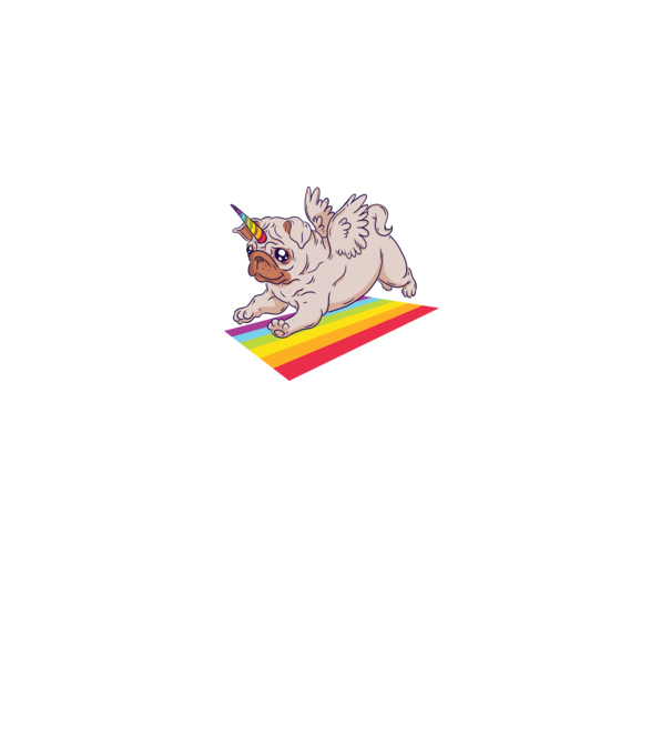 Mops unicorn model negru pe tricou