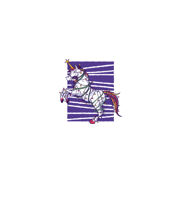 Unicorn pom de Crăciun model alb pe tricou